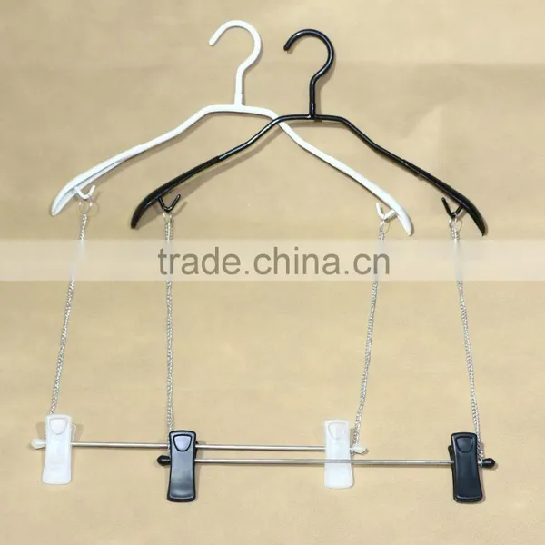 PVC Thick Metal Clothes Hangers With Pant Clips