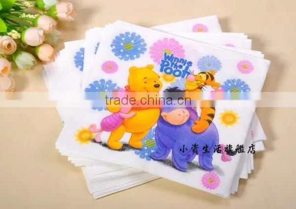 Wholesale Winnie the Pool Style Tableware Pattern 100% Virgin Wood Pulp Restaurant Decoration Tissue Paper Napkin photo-3