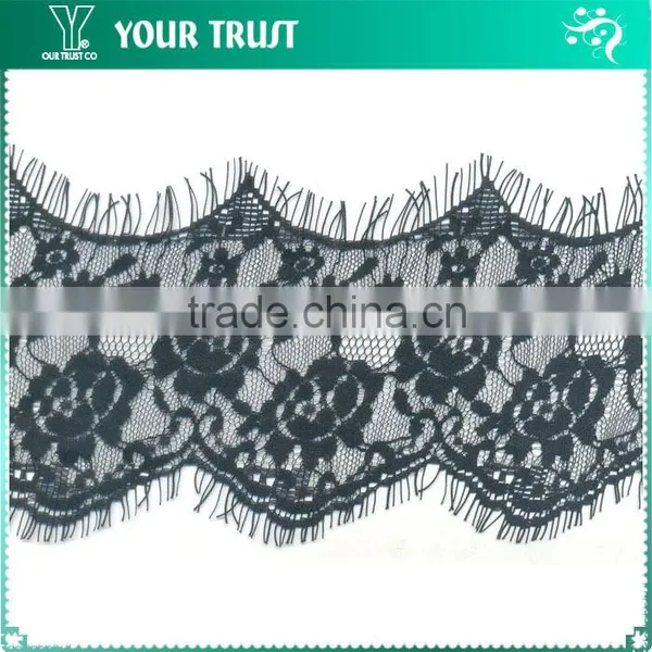 Width 13.3 Centimeter White Chantilly Eyelash Woven Swiss Trim French Lace photo-6