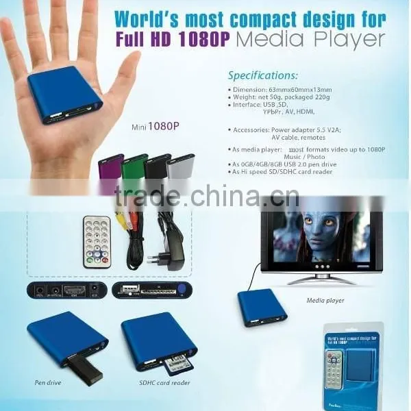 Mini Media Player Mini 1080P HDMISD/USB HD Media Player MKV/RM/RMVB Wholesale