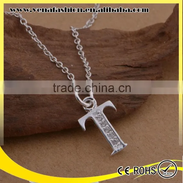 Silver Chian t Initial Letter Pendant, Fashion Letter Pendant Jewelry photo-5