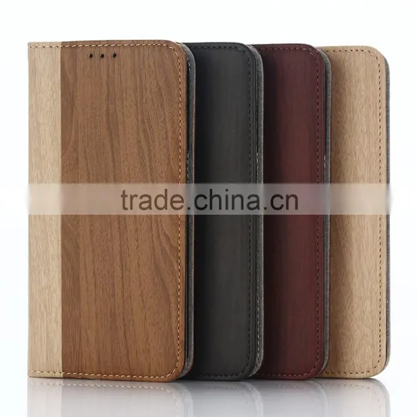 Retro Wood Leather Stand Shockproof Case for Samsung Galaxy s7 photo-4