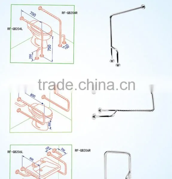 Skidproof Knurled+polished Stainless Steel Bathroom/toilet Grab Bar photo-5