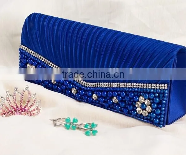 Beautiful Ladies Satin Handmade Beaded Cheap Party Clutch