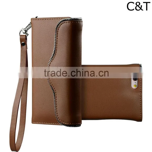 C&T Detachable Strap PU Leather Wallet Handbeg Protective Smartphone Shell for IPhone SE photo-5