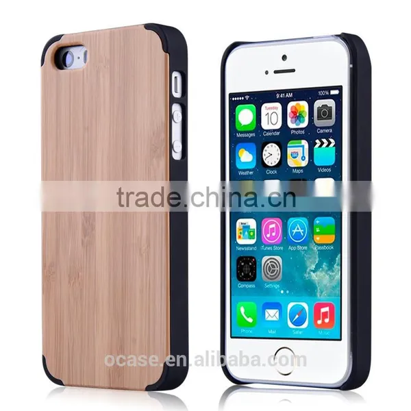 Wood Bamboo +PC Double Sided Case Without Battery for Iphone 5 Case. photo-4