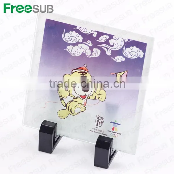 Customed Logo Printing L100*H100*W4mm Square Coaster Sublimation Toughened Blank Glass Photo Coaster photo-4