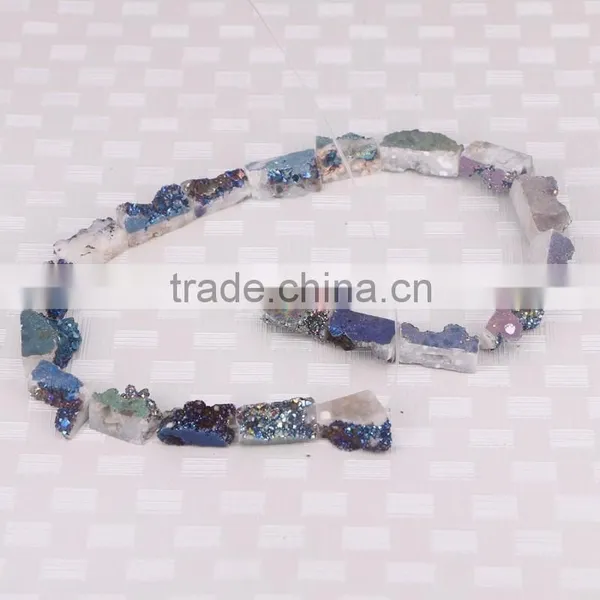 Full Strand Titanium AB Druzy Agate Beads, Drusy Agate Quartz Connector Beads For Jewelry Making photo-2