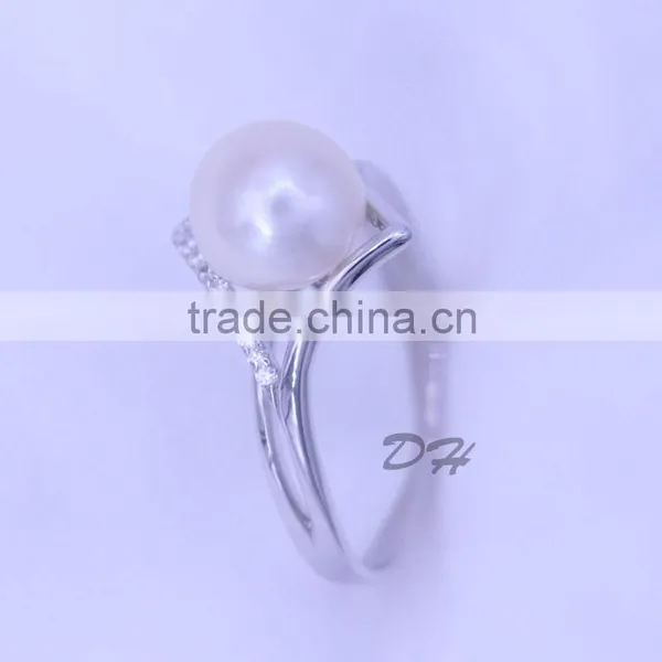 Cheap Rhinestone Freshwater Flat Pearl Ring Wholesale Price photo-4
