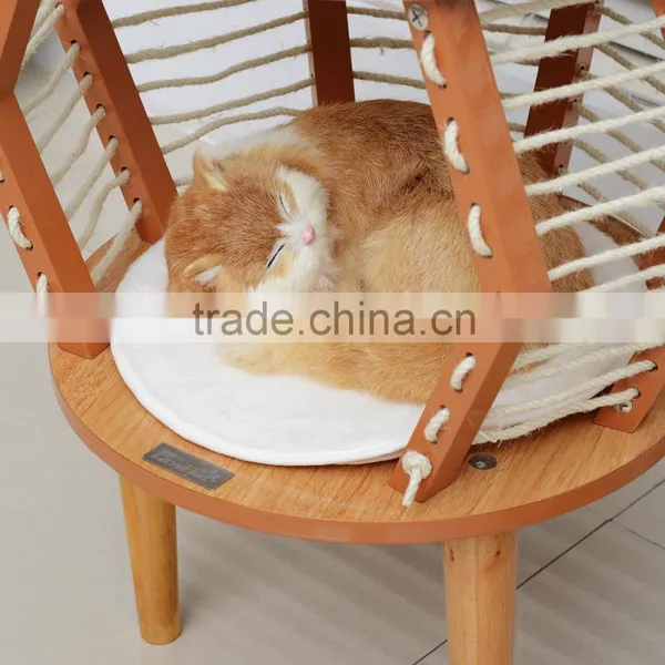 Pawhut 24" Mid-century Modern Elevated Cat Bed - Burlywood/White photo-4