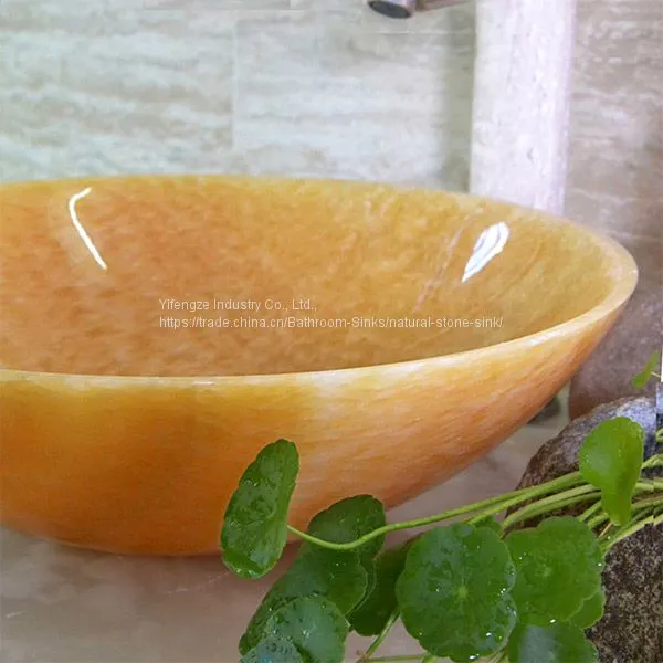 Polished Round Honey Onyx Bathroom Washing Basin YS601-HO photo-3