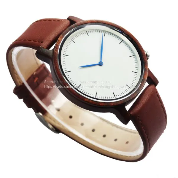 Eco-friendly Handmade Genuine Leather Bands Wooden Wrist Watch photo-3