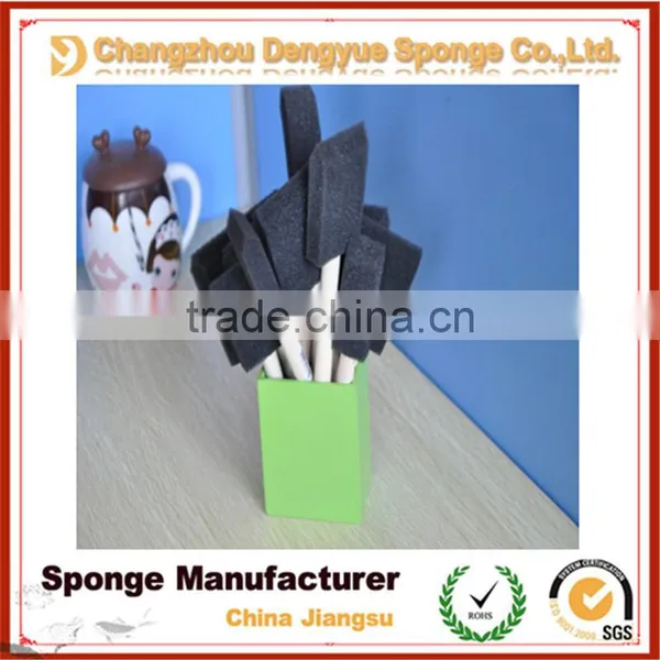 Black PU Sponge Soft Filter Foam Drawing Painting Craft Foam Brush With Wooden Handle photo-3