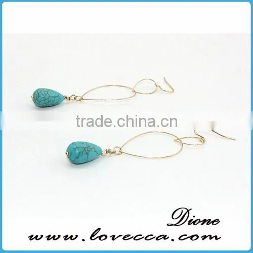 Fashion Style Oval Charming Turquoise Stone Drop Dangle Earrings photo-3