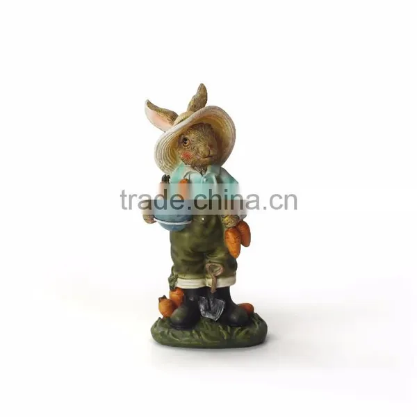 Garden Bunny Farmer Rabbit Resin Statue With Carrot photo-3