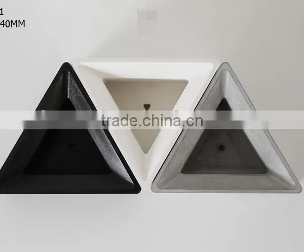 Black Geometric Triangular Decor Concrete Planter Pot photo-5