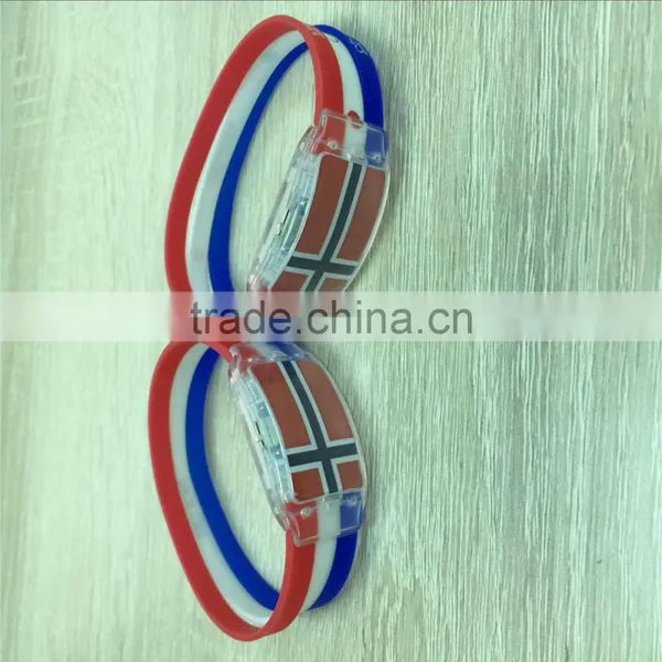 2016 Hot Selling National Flag Bracelet/ LED Silicone Bracelet China Supplier photo-3