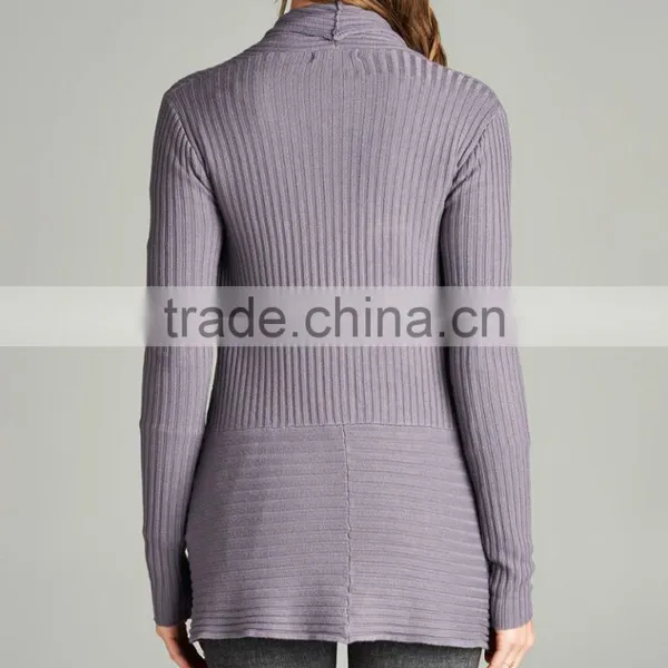 Latest Design Ladies Sweater Western Apparel Romantic Layer Knitted Ribbed Gray New Fashion Cardigan 2017 Women photo-4