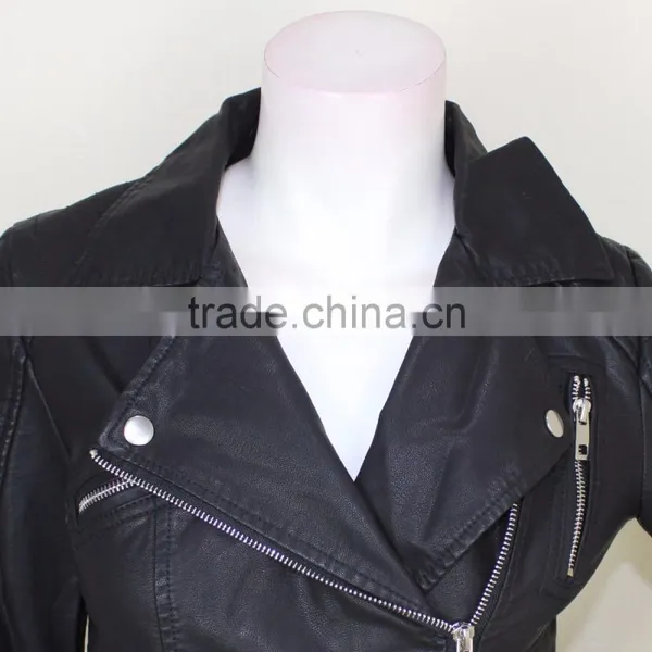 2016 Wholesale Women Motocycle Jacket Cool Fashion PU Leather Jacket for Women photo-4