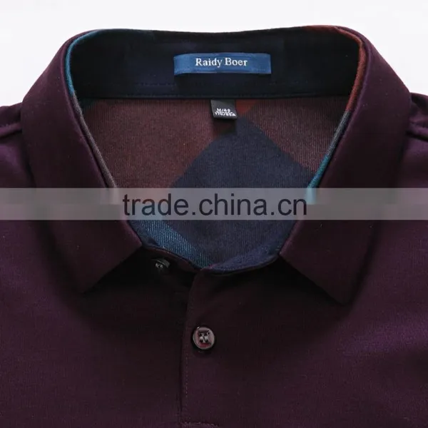 Mens Wholesale Slim Fit Solid Cotton Long Sleeve Polo t Shirt photo-4