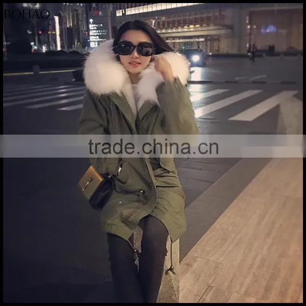 New Design Rabbit Fur Lining Parka Faux Fur Collar Jacket photo-6