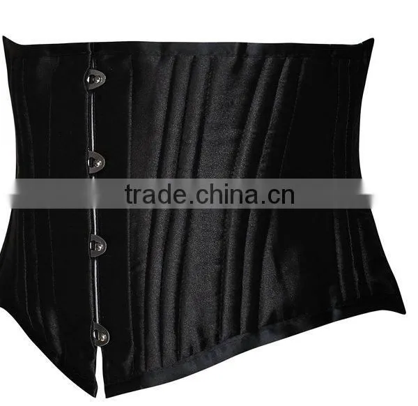 Women Short Double Steel Boned Waist Slimming Satin Waist Trainer photo-4