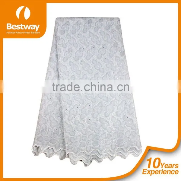 Bestwaytex Factory Price SL02009 Cotton Lace African Swiss Voile Lace Fabric With Stones photo-4