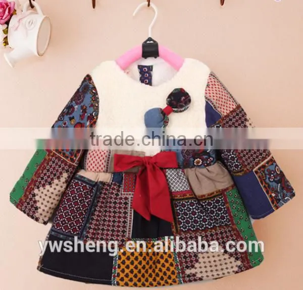 Kids 2016 Hot Selling Winter Popular Design Baby Girls Velvet Dress Wear photo-2