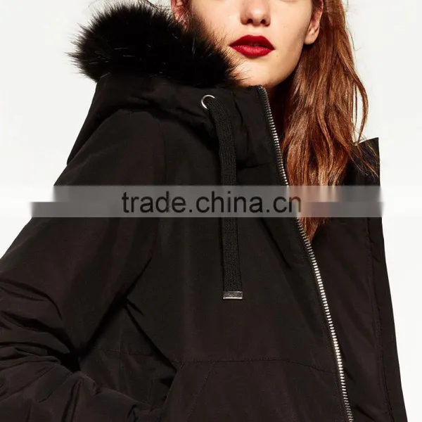 High Quality Fashion Black Parka Italian Fur Coats for Lady photo-5