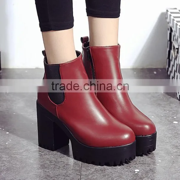 Zm50397b Autumn and Winter Europe Women Shoe Chunky Heels Brushed Lady Short Boots photo-5