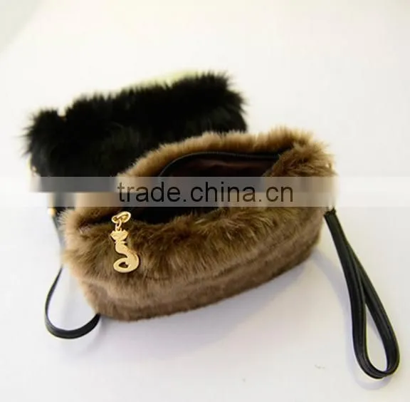 Fashion Warm Winter Handbags, Faux Fur Women Bag Purse With Chain, Fake Fur Ladies Shopping Bag photo-5