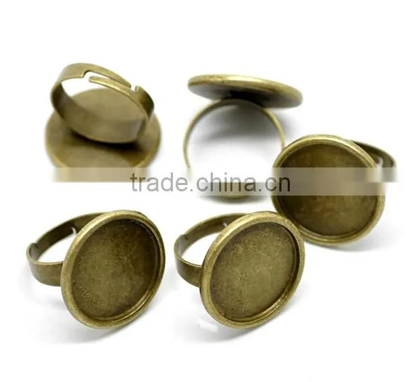 10PCs Antique Bronze Adjustable Rings Blank Settings 18.3mm US 8 Ring Setting photo-3