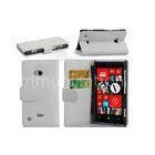 White Protective Nokia Leather Phone Case Shock Proof Cellphone Wallet Case