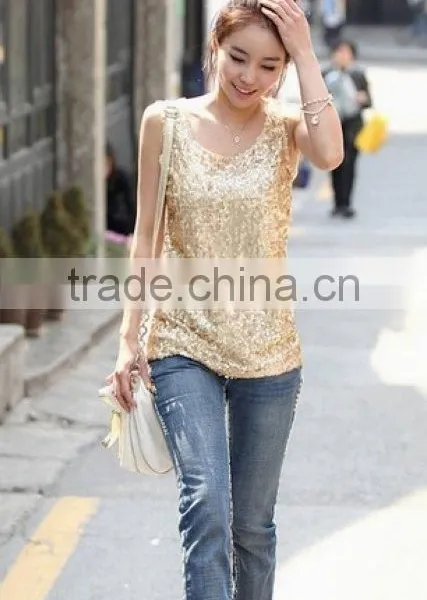 Ladies fashion sequin shirt
