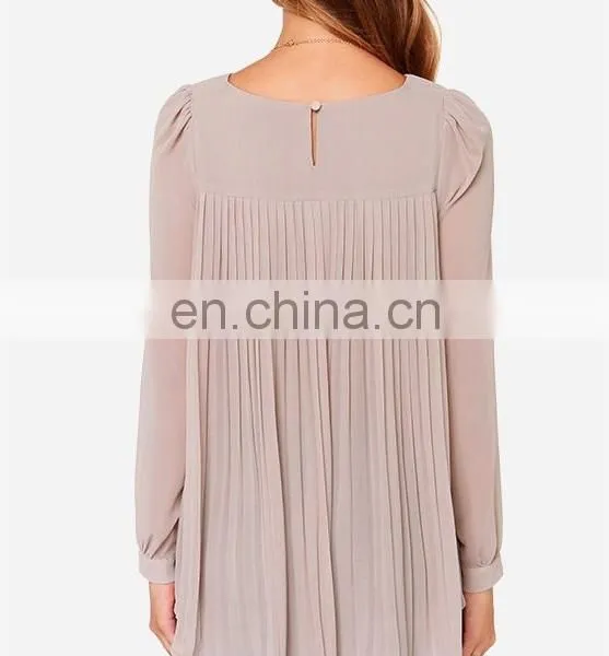 CHEFON Casual Chic Look Dip Hem Women Plus Size Blouse Chiffon Long Sleeve photo-3