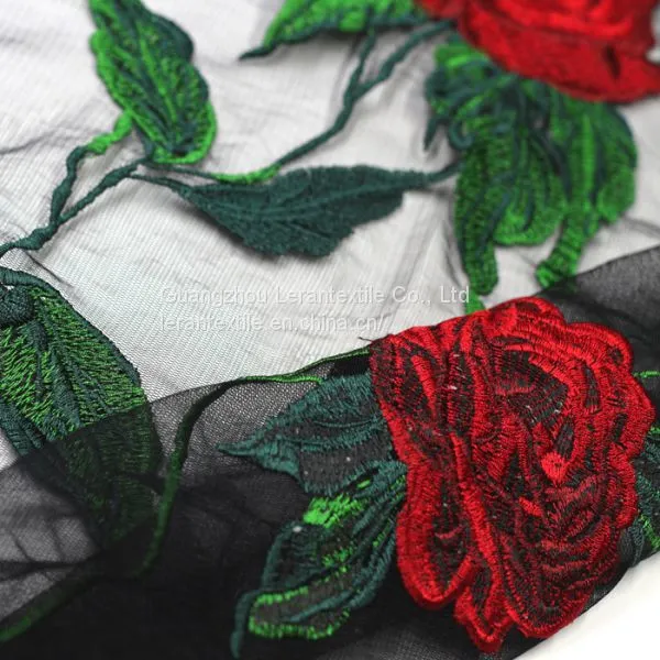 2017 Hot Selling Flower Pattern Patch Embroidered Mesh Fabric for Women photo-4