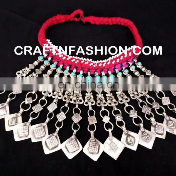 Indian Designer Tribal Fusion Afghani Old Coin NECKLACE - Vintage Festival Jewelry - Afghan Tribal Necklace photo-4