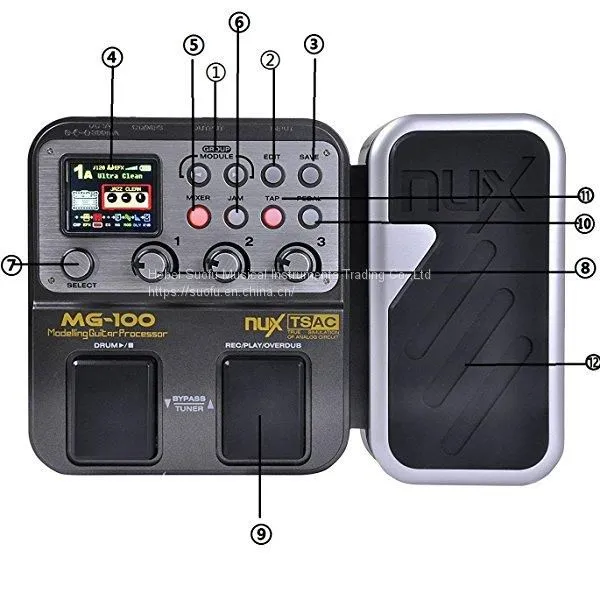 MG-100 Professional Multi-Effects Pedal Processor for Guitar Bass Violin 40s Record 55 Effect Mode 10 Sound Di Box Electric Guitar Bass