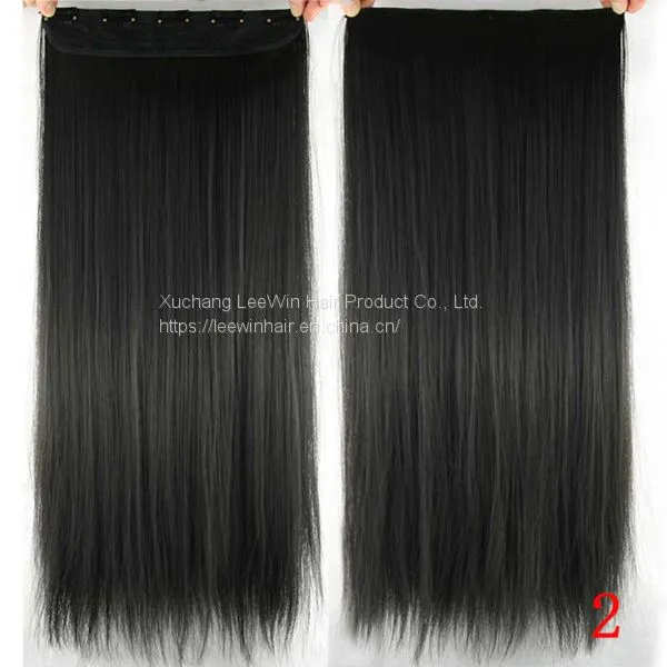 Straight Style 55Cm Single Color 5 Clips in Synthetic Hair Extension 100g-120g Matt Fiber 5pcs/lot photo-2