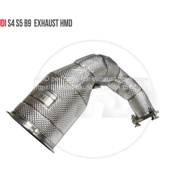 Exhaust Manifold Downpipe for Audi S4 S5 B9 Car Accessories With Catalytic Header Without Cat Whatsapp008613189999301 photo-2