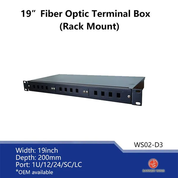 Factory Price WS02-D3 19inch Rack Mount Optical Fiber Terminal Box for Optical Fiber Network
