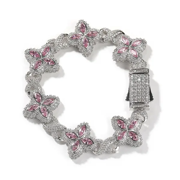 Colorful Flower Zircon Bracelet Multi-Color Crystal Bracelet Floral Inifinity Chain Statement Jewelry For Women Party Gifts photo-2