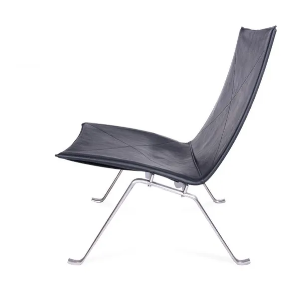 Minimalist PK22 Easy Chair, Poul Kjaerholm 1956 Replica Leather Accent Chair With Stainless Steel Base for Living Room & Commercial Use photo-4