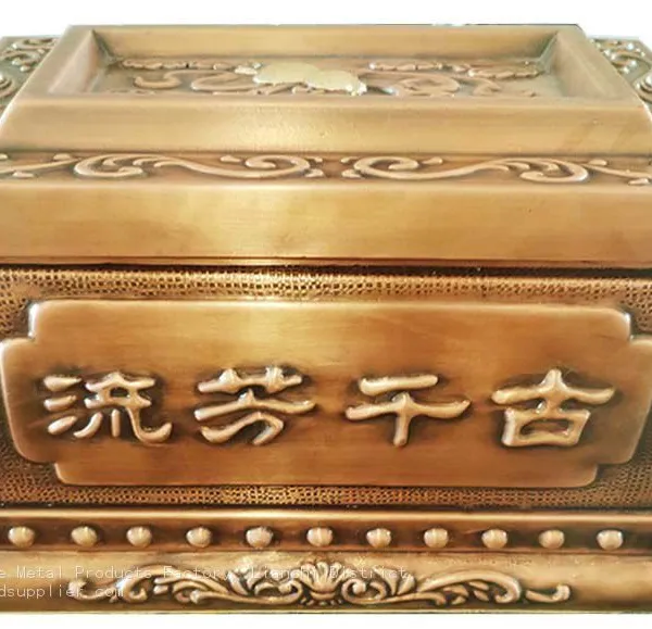 Ufacturer Supplies Pure Copper Urn (golden Caskets) Hand-carved. photo-5