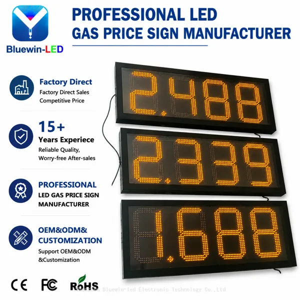 Écran LED de 12 pouces pour l'affichage du prix du carburant pour essence 91, 95 et diesel