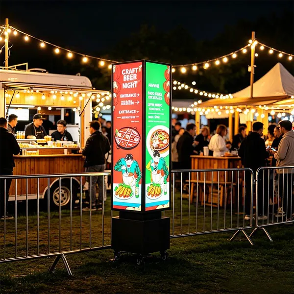 Integrated Four Sided Rotating Light Box Custom Full Size Revolving LED Standing Signage
