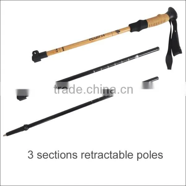 Bamboo Adjustable External Quick Lock Walking Stick Trekking Pole photo-3
