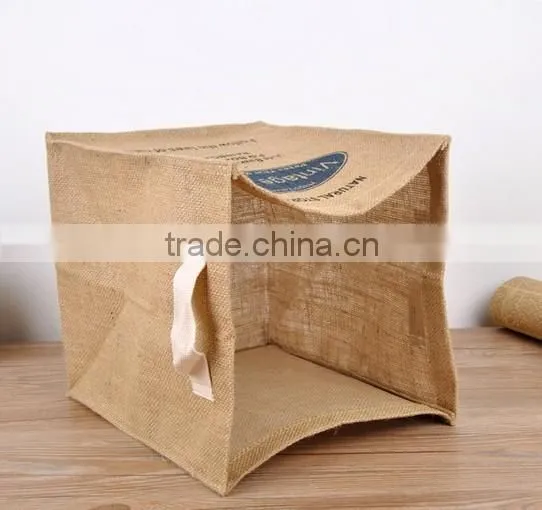 Jute Fabric Organizer Box Clothing Laundry Basket Toy Storage photo-3