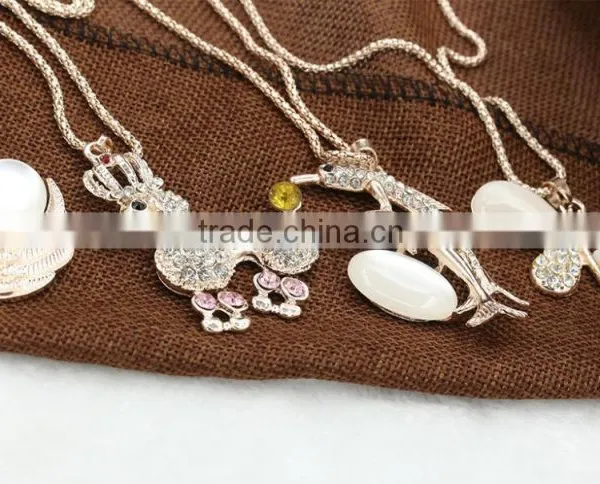 Fashion Rhinestone Long Clothing Accessories Women's Opal Pendants Joker Personality Sweater Chain Necklace photo-4
