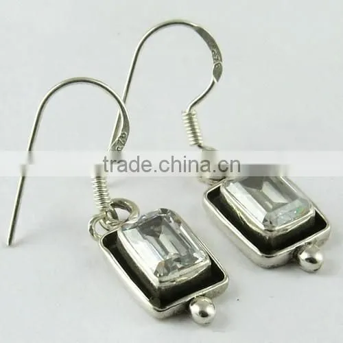 Honora Ming ! White CZ 925 Sterling Silver Earring, 925 Silver Jewelry, Indian Silver Jewelry photo-2